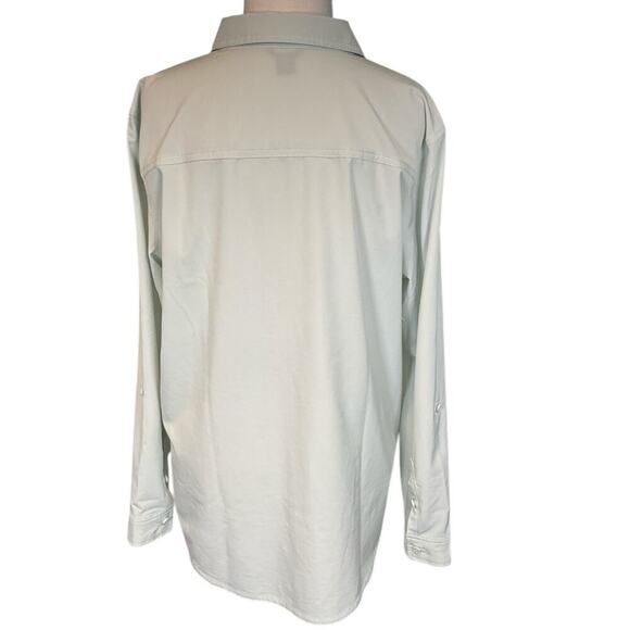 Eddie Bauer Long Sleeve NWOT Light Weight Button Down Blouse Light Mint Green Lg - Picture 4 of 14